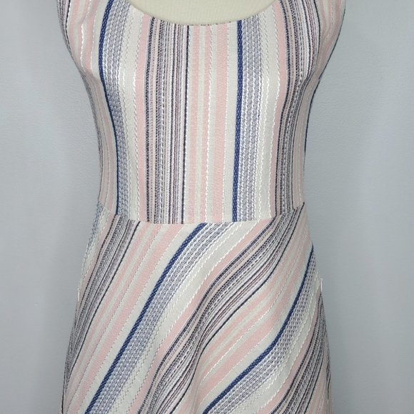 W by Worth Classic Timeless Woven Striped A-Line Career Professional Dress 4 - Picture 3 of 14